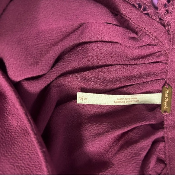 NWT Free People Little Bit Of Love pink Crochet Lace Open Shoulder Blouse Size S - Picture 7 of 10